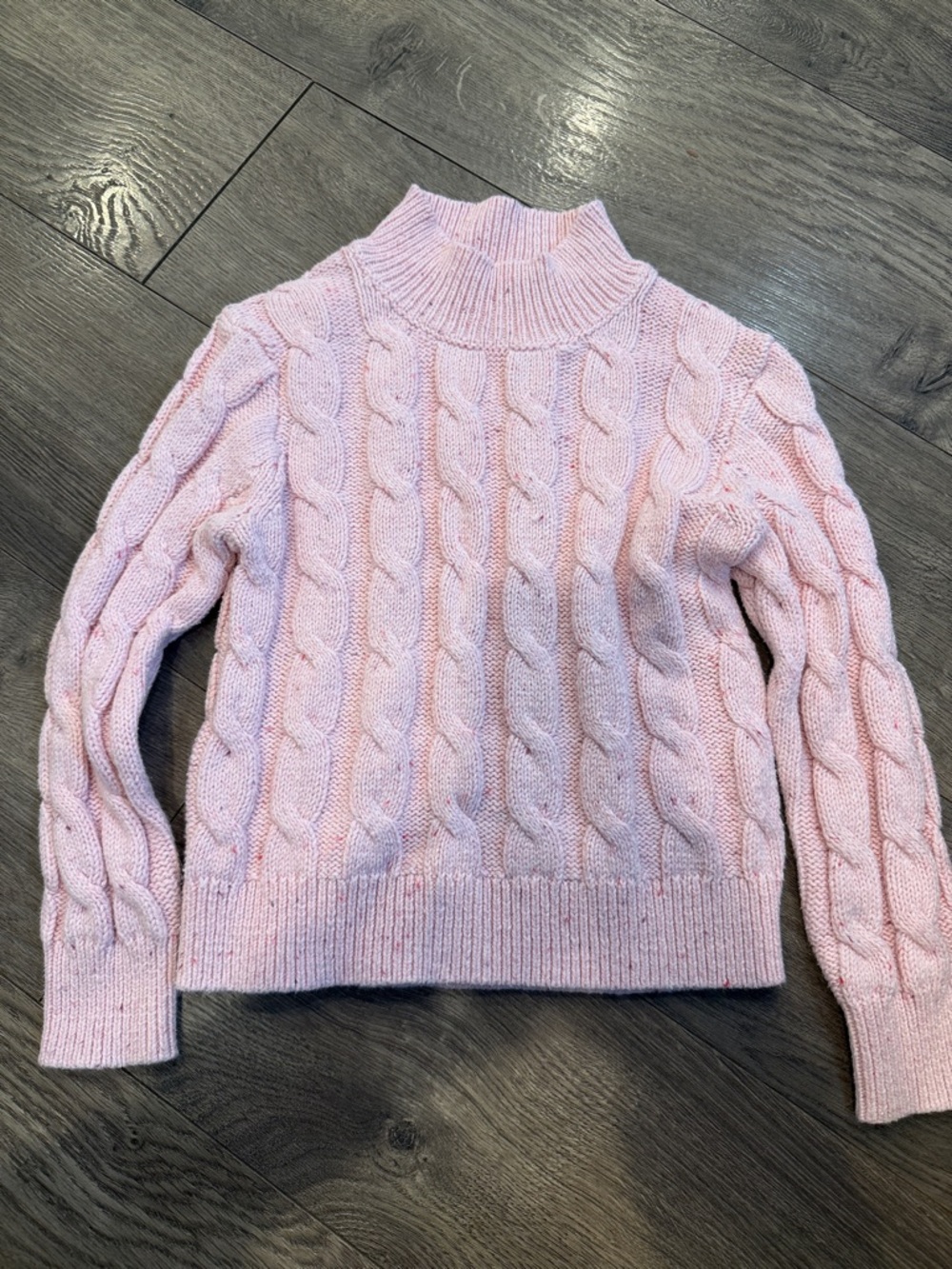Crewcuts Light Pink Cable Knit Turtleneck Sweater